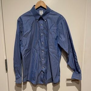 Classic Men's Blue Button-Down Dress Shirt